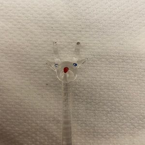 “REINDEER” Princess House Glass Swizzle Stick Stirrer NEW